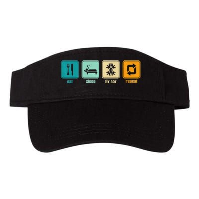 Funny Eat Sleep Fix Car Repeat Valucap Bio-Washed Visor