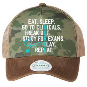 Funny Eat Sleep Go To Clinicals Nurse Life Nursing School Cute Gift Legacy Tie Dye Trucker Hat