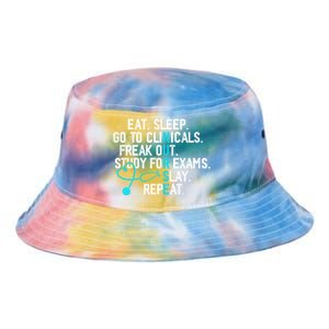 Funny Eat Sleep Go To Clinicals Nurse Life Nursing School Cute Gift Tie Dye Newport Bucket Hat