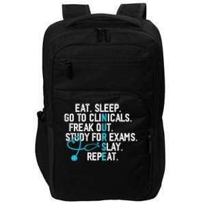 Funny Eat Sleep Go To Clinicals Nurse Life Nursing School Cute Gift Impact Tech Backpack