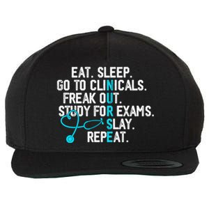 Funny Eat Sleep Go To Clinicals Nurse Life Nursing School Cute Gift Wool Snapback Cap