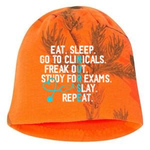 Funny Eat Sleep Go To Clinicals Nurse Life Nursing School Cute Gift Kati - Camo Knit Beanie