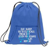 Funny Eat Sleep Go To Clinicals Nurse Life Nursing School Cute Gift Sweatshirt Cinch Pack Bag