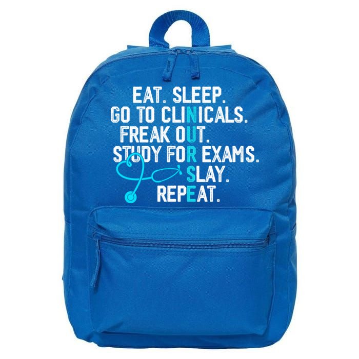 Funny Eat Sleep Go To Clinicals Nurse Life Nursing School Cute Gift 16 in Basic Backpack