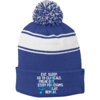 Funny Eat Sleep Go To Clinicals Nurse Life Nursing School Cute Gift Stripe Pom Pom Beanie