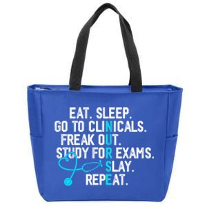 Funny Eat Sleep Go To Clinicals Nurse Life Nursing School Cute Gift Zip Tote Bag