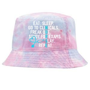 Funny Eat Sleep Go To Clinicals Nurse Life Nursing School Cute Gift Tie-Dyed Bucket Hat