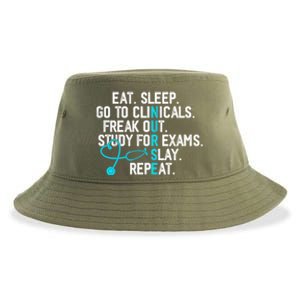 Funny Eat Sleep Go To Clinicals Nurse Life Nursing School Cute Gift Sustainable Bucket Hat