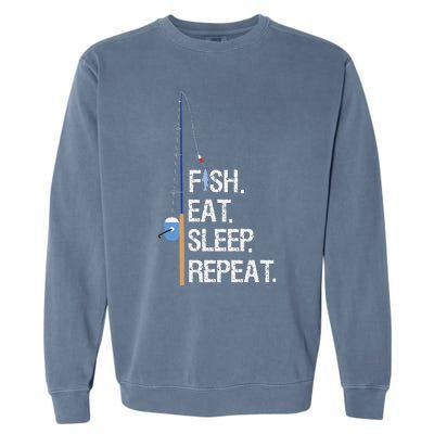 Fish Eat Sleep Repeat Funny Fishing Humor Gift Garment-Dyed Sweatshirt