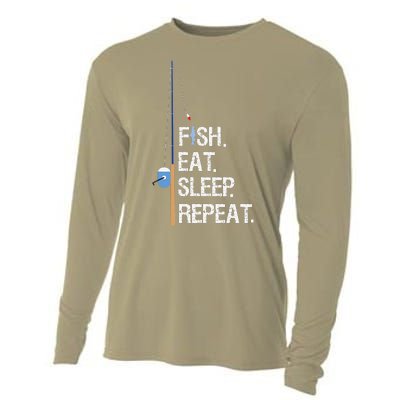 Fish Eat Sleep Repeat Funny Fishing Humor Gift Cooling Performance Long Sleeve Crew