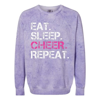 Funny Eat Sleep Cheer Repeat Cheerleading Cheerleader Gifts Colorblast Crewneck Sweatshirt