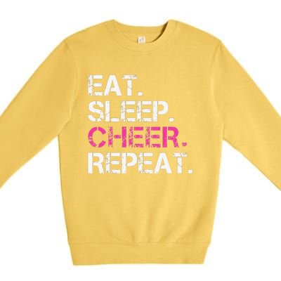 Funny Eat Sleep Cheer Repeat Cheerleading Cheerleader Gifts Premium Crewneck Sweatshirt