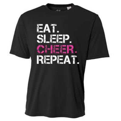 Funny Eat Sleep Cheer Repeat Cheerleading Cheerleader Gifts Cooling Performance Crew T-Shirt