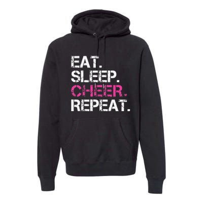 Funny Eat Sleep Cheer Repeat Cheerleading Cheerleader Gifts Premium Hoodie