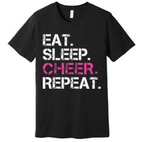 Funny Eat Sleep Cheer Repeat Cheerleading Cheerleader Gifts Premium T-Shirt