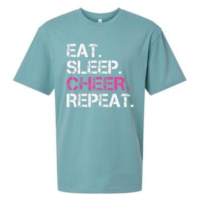 Funny Eat Sleep Cheer Repeat Cheerleading Cheerleader Gifts Sueded Cloud Jersey T-Shirt