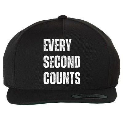 Funny Every Second Counts Wool Snapback Cap