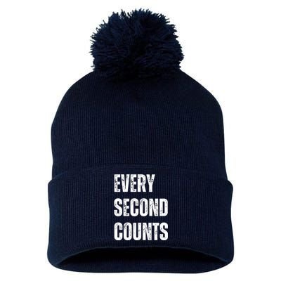 Funny Every Second Counts Pom Pom 12in Knit Beanie