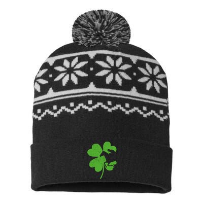 Funny Equestrian St Patricks Day Shamrock Horse Riding Owner Cool Gift USA-Made Snowflake Beanie