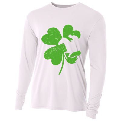 Funny Equestrian St Patricks Day Shamrock Horse Riding Owner Cool Gift Cooling Performance Long Sleeve Crew