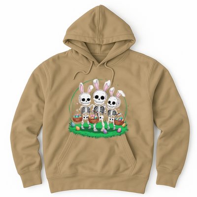 Funny Easter Skeleton Holding Egg Basket With Bunny Ears .Png Hoodie