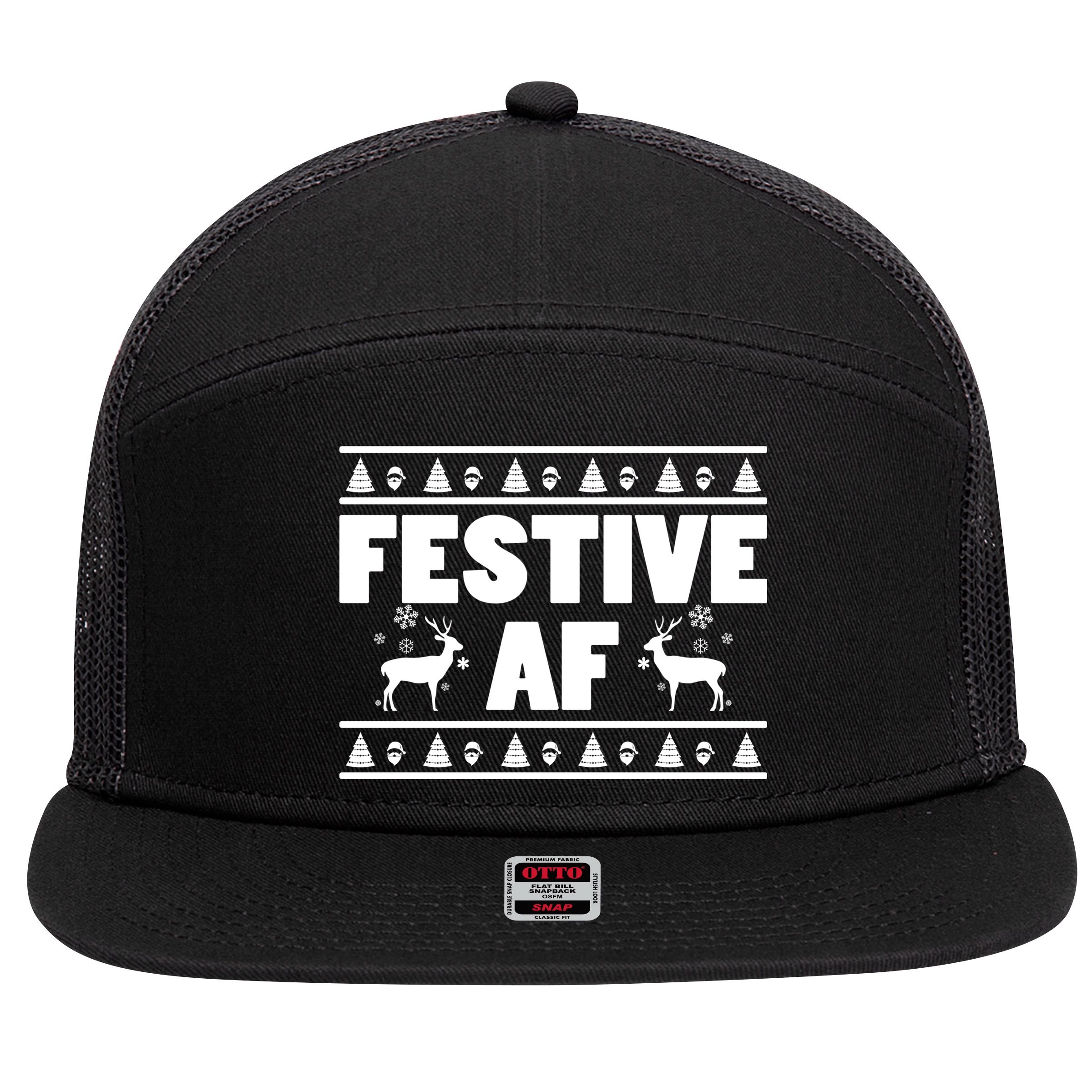 Festive AF Christmas 7 Panel Mesh Trucker Snapback Hat