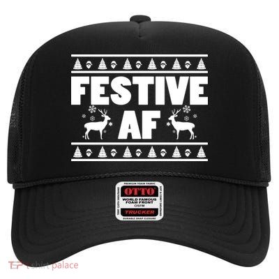 Festive AF Christmas High Crown Mesh Back Trucker Hat