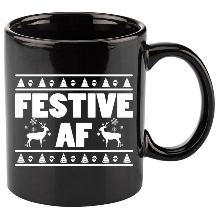Festive AF Christmas 11oz C Handle Ceramic Mug