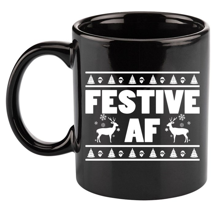 Festive AF Christmas 11oz C Handle Ceramic Mug