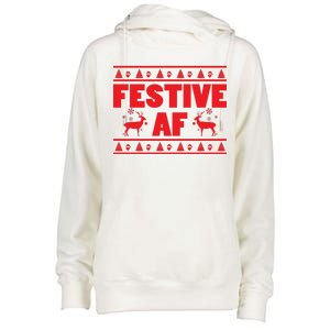 Festive AF Christmas Womens Funnel Neck Pullover Hood