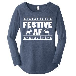 Festive AF Christmas Women's Perfect Tri Tunic Long Sleeve Shirt