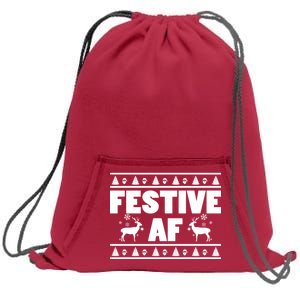 Festive AF Christmas Sweatshirt Cinch Pack Bag