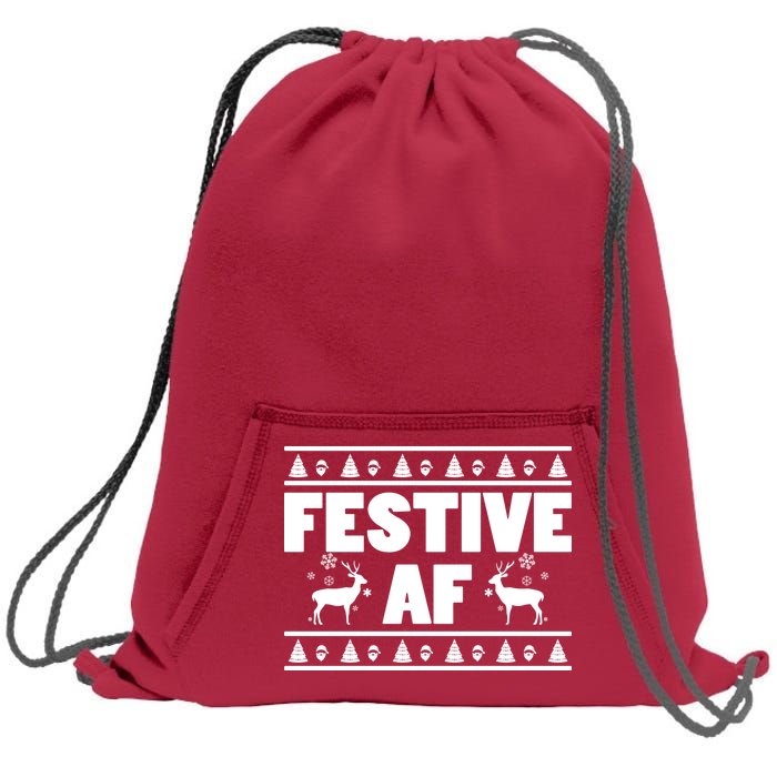 Festive AF Christmas Sweatshirt Cinch Pack Bag