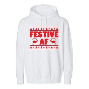 Festive AF Christmas Garment-Dyed Fleece Hoodie