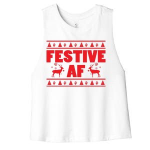 Festive AF Christmas Women's Racerback Cropped Tank