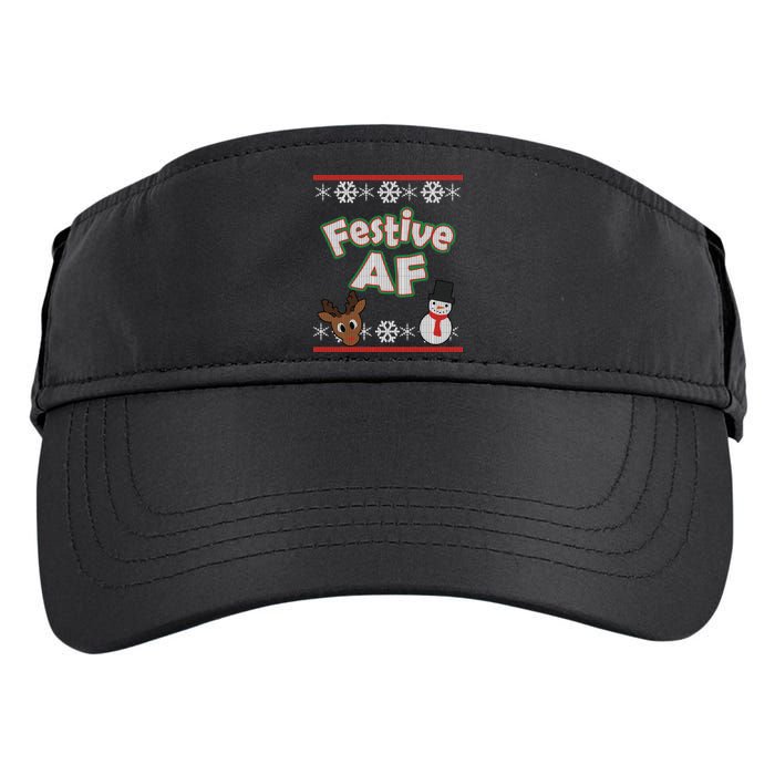Festive AF Ugly Christmas Sweater Adult Drive Performance Visor