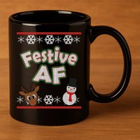 Festive AF Ugly Christmas Sweater 11oz C Handle Ceramic Mug