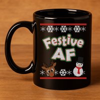 Festive AF Ugly Christmas Sweater 11oz C Handle Ceramic Mug