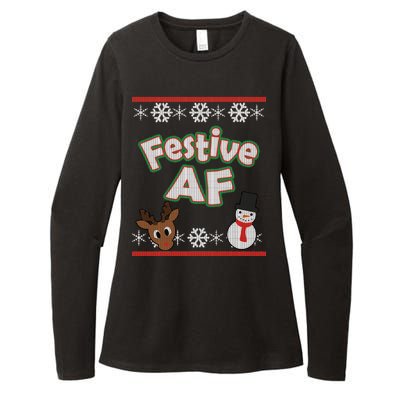 Festive AF Ugly Christmas Sweater Womens CVC Long Sleeve Shirt