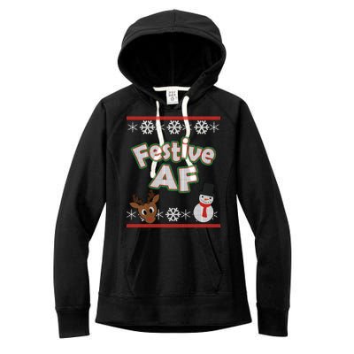 Festive AF Ugly Christmas Sweater Women's Fleece Hoodie