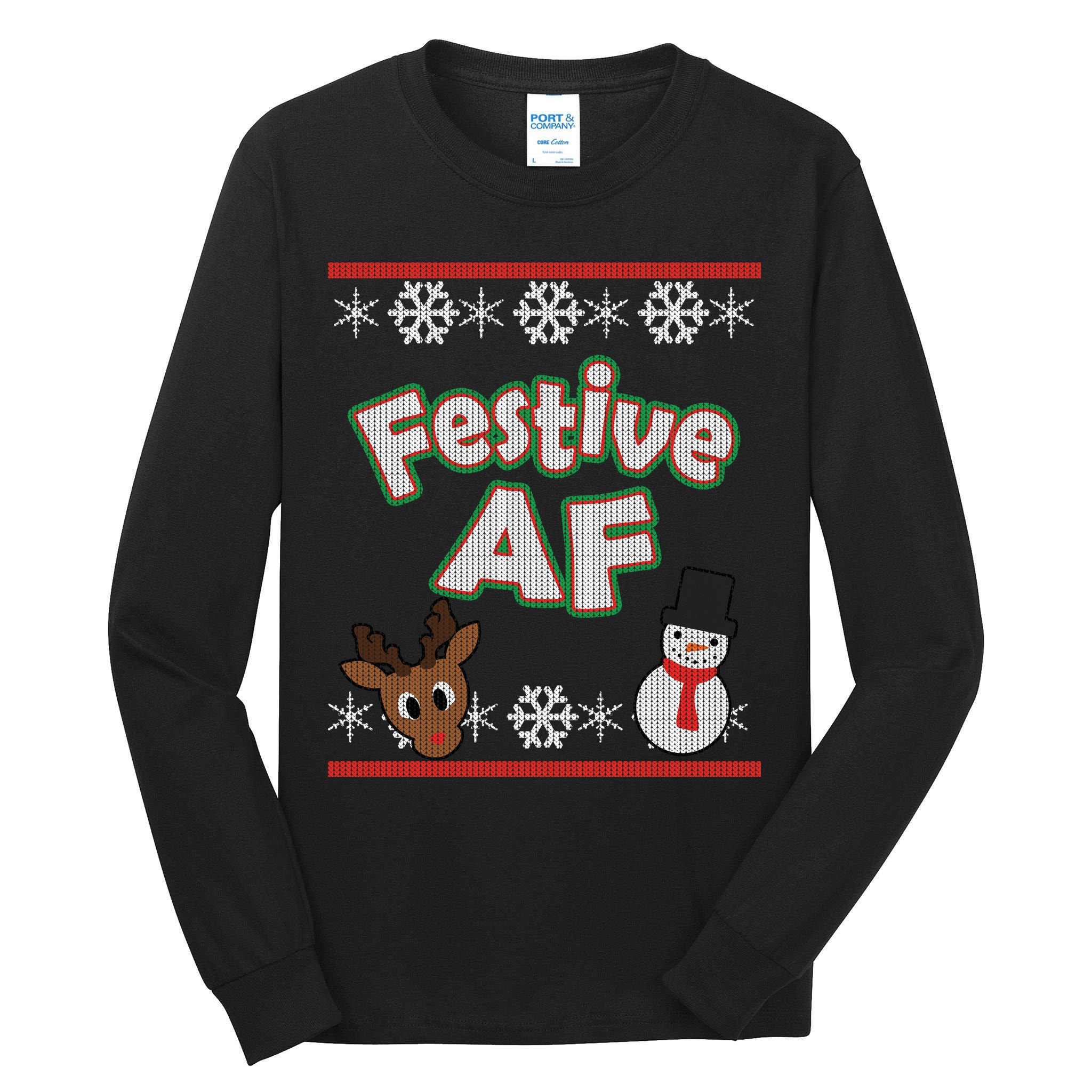 Festive AF Ugly Christmas Sweater Tall Long Sleeve T-Shirt
