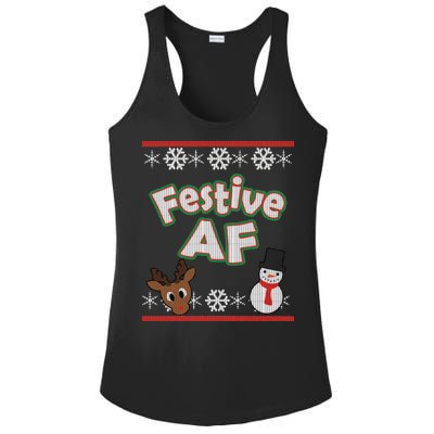 Festive AF Ugly Christmas Sweater Ladies PosiCharge Competitor Racerback Tank