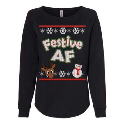 Festive AF Ugly Christmas Sweater Womens California Wash Sweatshirt