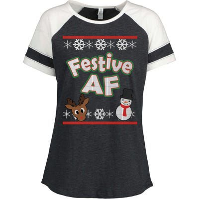 Festive AF Ugly Christmas Sweater Enza Ladies Jersey Colorblock Tee