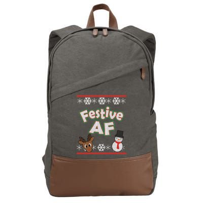 Festive AF Ugly Christmas Sweater Cotton Canvas Backpack