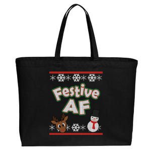 Festive AF Ugly Christmas Sweater Cotton Canvas Jumbo Tote