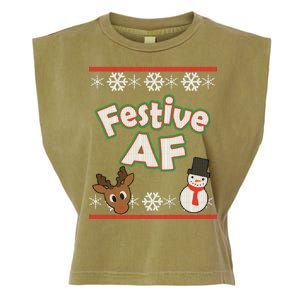 Festive AF Ugly Christmas Sweater Garment-Dyed Women's Muscle Tee