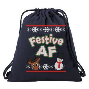 Festive AF Ugly Christmas Sweater Drawstring Bag