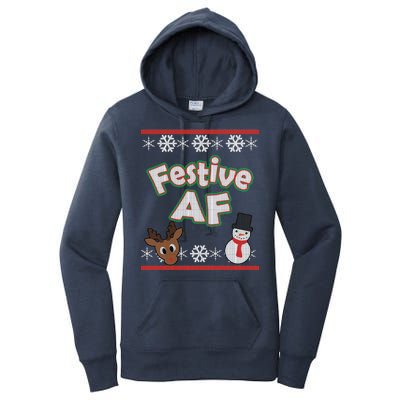 Festive AF Ugly Christmas Sweater Women's Pullover Hoodie