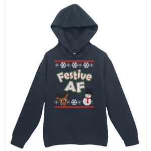 Festive AF Ugly Christmas Sweater Urban Pullover Hoodie